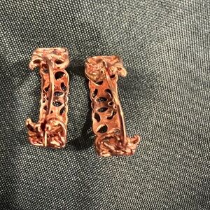 Rose gold costume earrings, 1 inch hoop for pierced ears